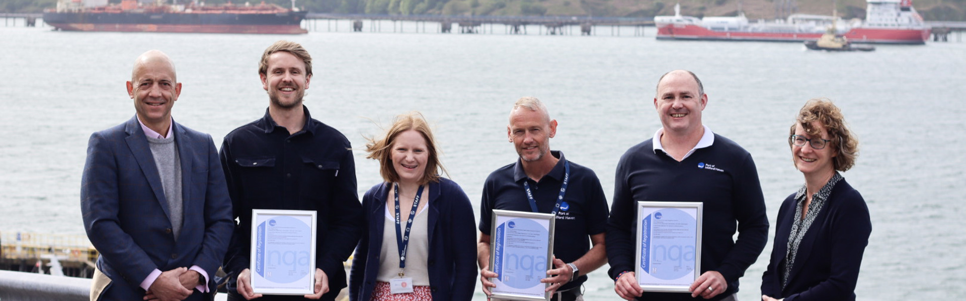 Port Of Milford Haven Staff [L R] Tom Sawyer CEO, Jack O’Shea Environmental Assistant, Ria Jones – Governance, Risk And Compliance Manager, Niall Yeomans Head Of Health, Safety