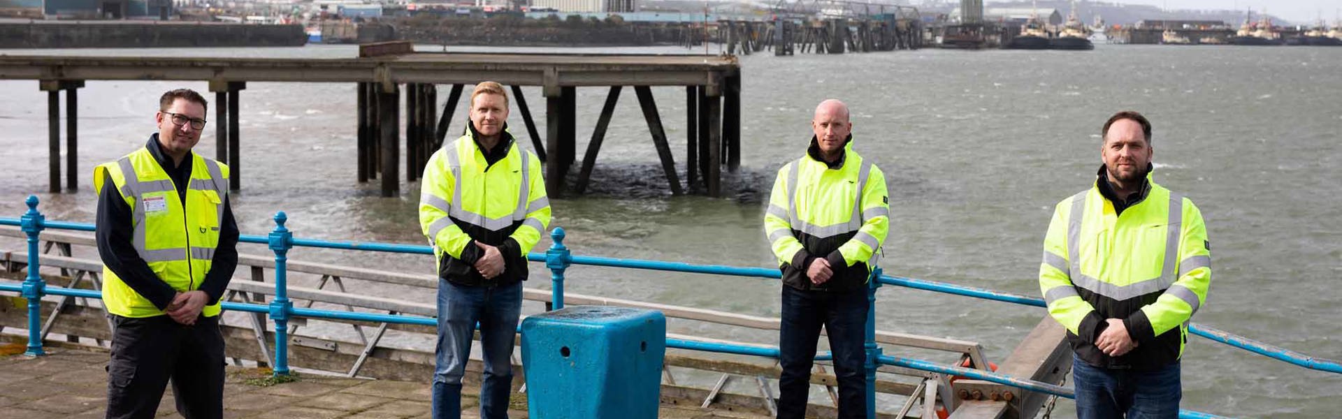 15.03.21 (L R) Tim James From The Port With The HST Marine Team Ian Oxford (CFO), Chris Monan (COO) And Tom Nevin (CEO).