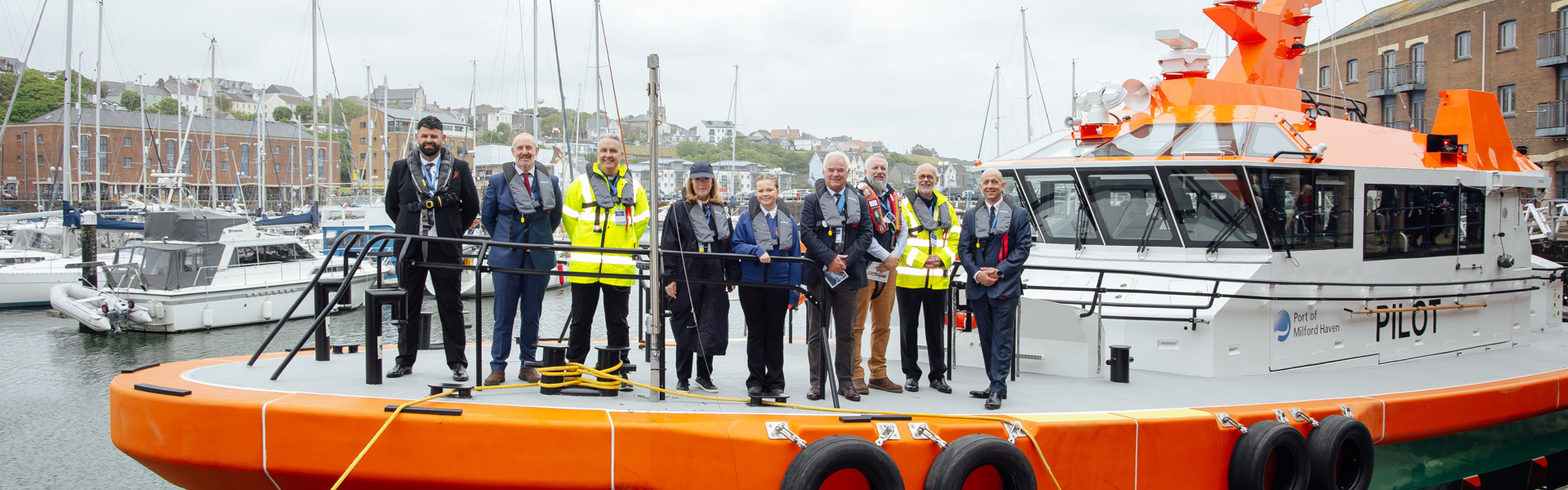 The Naming Party On Board The Port Of Milford Haven’S New Pilot Vessel Llanion