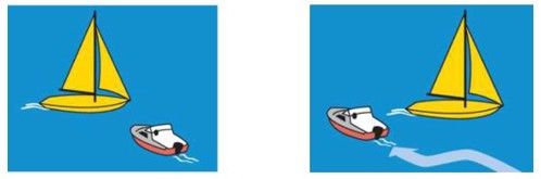 Power boats gives way to sail boats