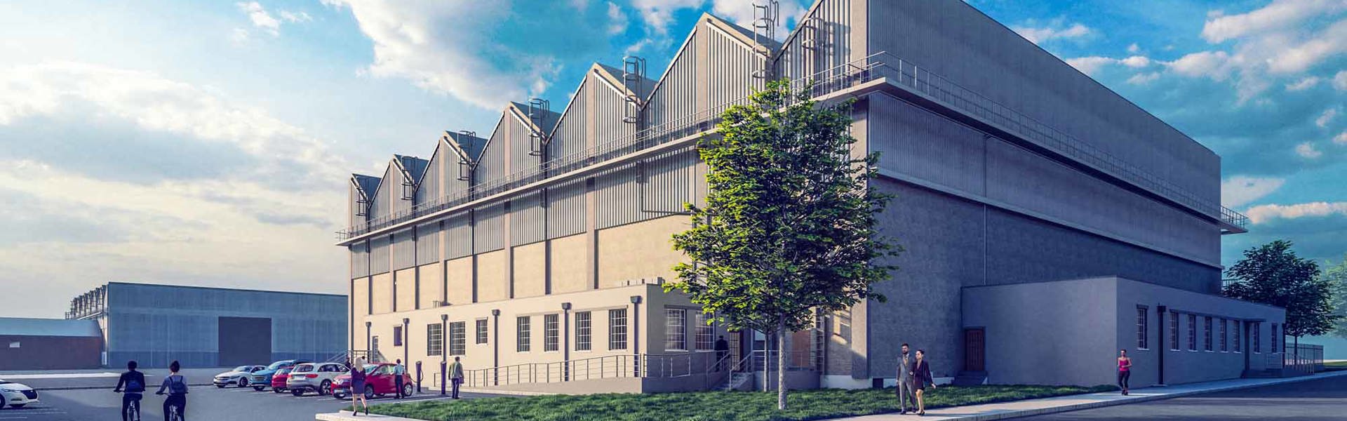 Modern Office And Workshop Spaces Are Being Created In The Hangar Annexes At Pembroke Port (CGI Of Completed Project).