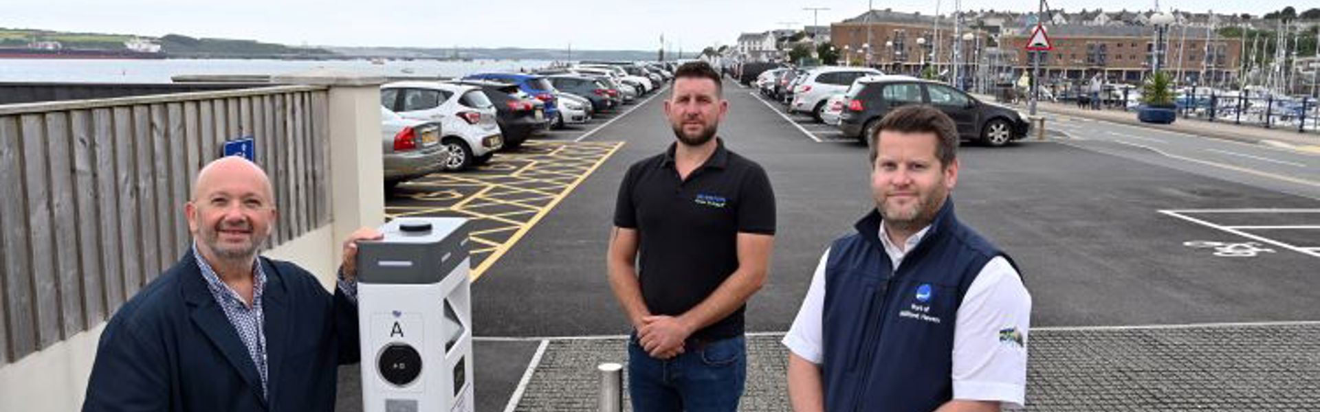 15.11.23 (L R) Councillor Rhys Sinnett, Andrew Mackay, And Gareth Phillips At The Newly Resurfaced Mackerel Quay