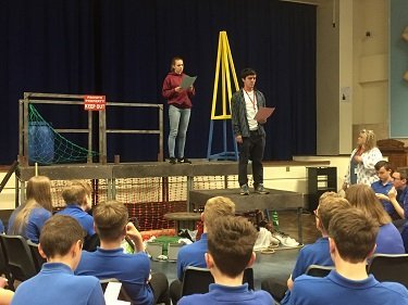 Pupils at Milford Haven School watch professional actors perform their scripts