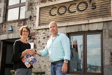 Clare Stowell with COCO’s owner Chris Vane at Milford Waterfront