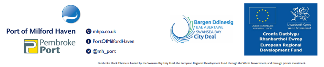 Pembroke Dock Marine is funded by the Swansea Bay City Deal, the European Regional Development Fund through the Welsh Government, and through private investment.